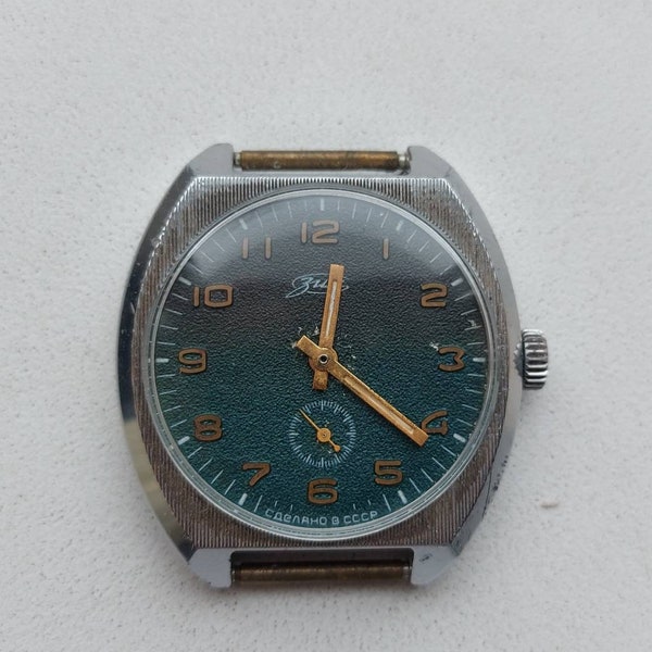 Vintage Soviet mechanical wristwatch ZIM 2602 Green Dial dustproof, shockproof