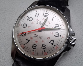 Vintage "medical" Devina mechanical wristwatch with m./w., 17-jewel movement
