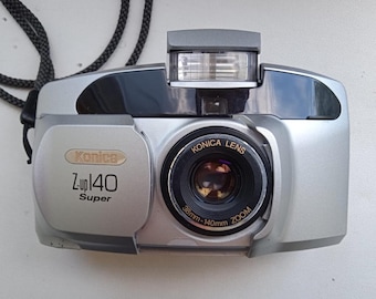 Japanese Y2K Konica Z-UP 140 Super 35mm Point and Shoot Film Camera, Vintage 90s Compact Camera with 38-140mm Zoom Lens, Tested and Working