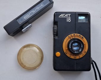 Agat 18 Soviet Half Frame 35mm Film Camera with Blik Rangefinder Industar 104 28mm f2.8 USSR Vintage Pocket Camera Lomography