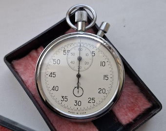 Vintage Soviet Stopwatch Agat Mechanical Pocket Timer Made in USSR Soviet Mechanical Watch Original Box Retro Sport Timer Collectors Gift