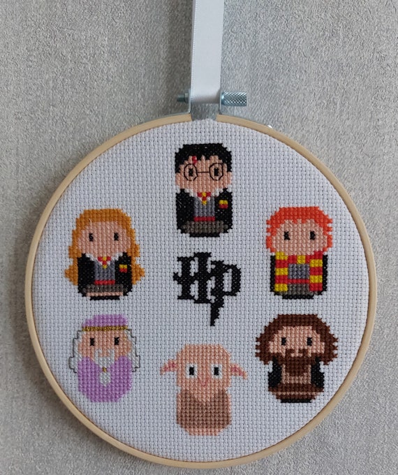 Completed Finished Harry Potter Cross Stitch in Hoop 