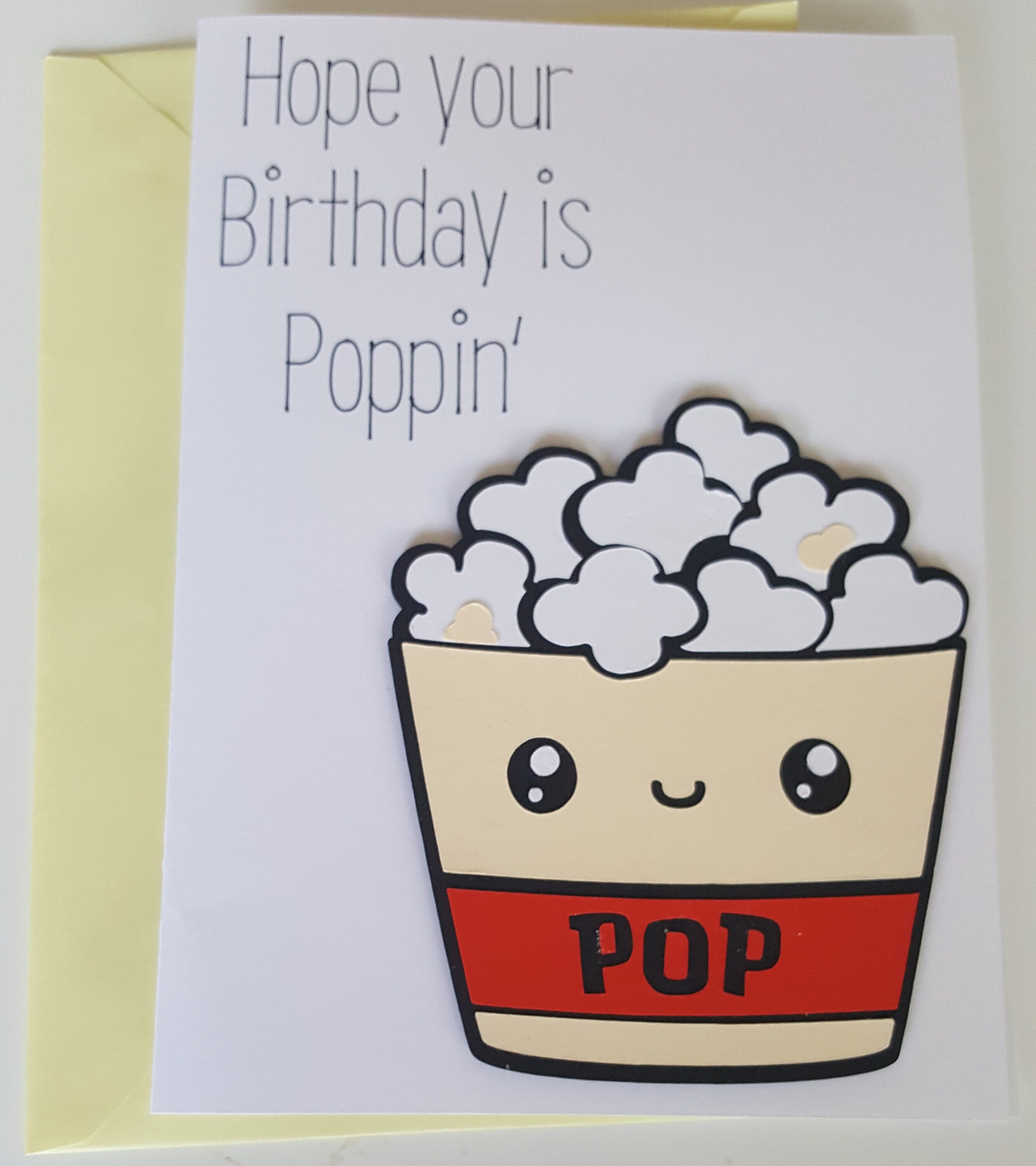 Hope you Birthday is Poppin' Popcorn Handmade Blank Card Etsy.de