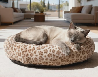 Ultra Soft Plush Donut Pet Bed – Calming Faux Fur Cushion