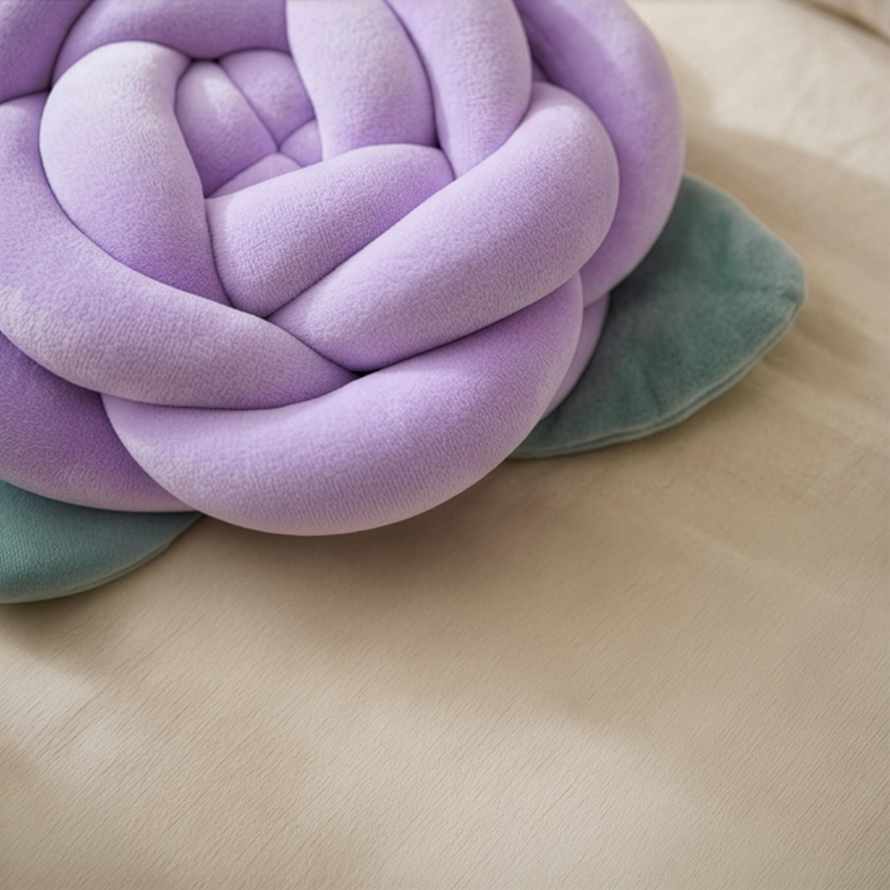 Plush Roses Throw Handwoven Set of 3 Velvet Flower Knot Plush Pillows, Rose Throw Pillow ...