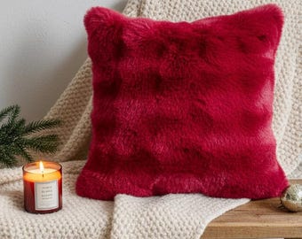 Set of 2 Piece 22x22 Inch Bright White Faux Fur Cushion Pillow