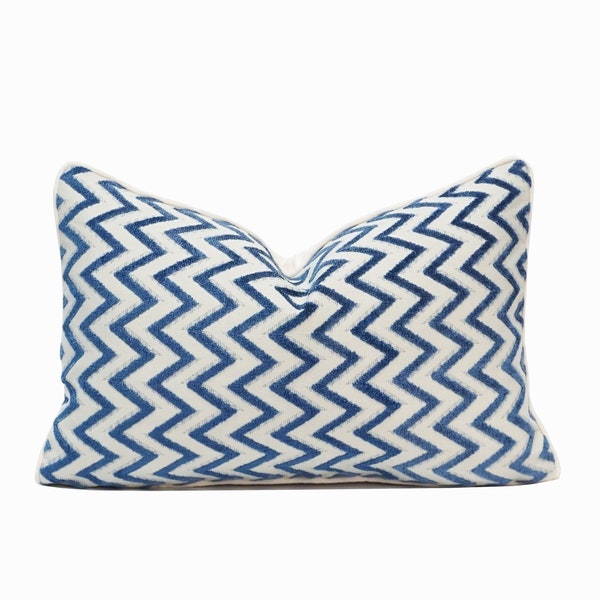 Blue Chevron Pillow Etsy