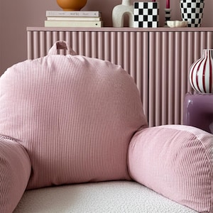 Cream Sherpa Bed Reading Pillow | Memory Foam Backrest with Arms