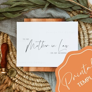 Tarjeta de boda imprimible para mi suegra el día de mi boda, tarjeta de boda para mis suegros, tarjeta de boda / familia