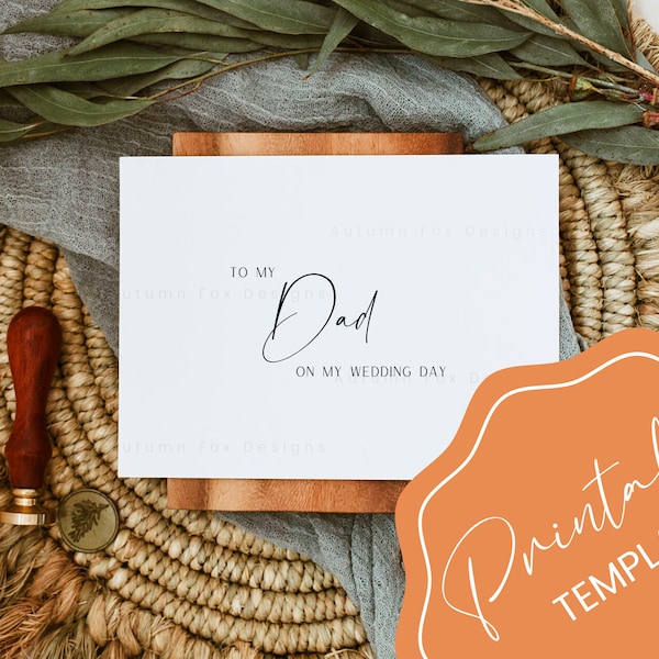 Printable Wedding Card To My Dad On My Wedding Day, To My Parents Wedding Card, To My Dad, Wedding Card | Family