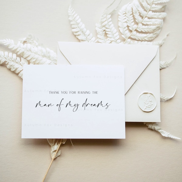 Thank You For Raising The Man Of My Dreams | Fiance | Bride | Groom | Couples Cards | Wedding Day | Note To My | First Look