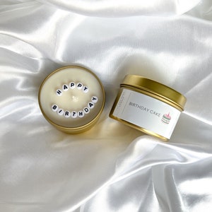 Candela messaggio nascosto / torta di compleanno / candela messaggio personalizzata / candela stoppino di cotone 4oz candela di cera di soia cocco / candela personalizzata