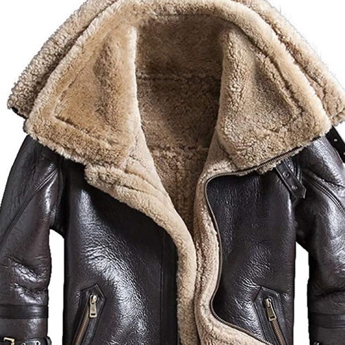 Mens RAF B3 Brown Bomber Shearling Fur Genuine Leather Jacket - Etsy Canada