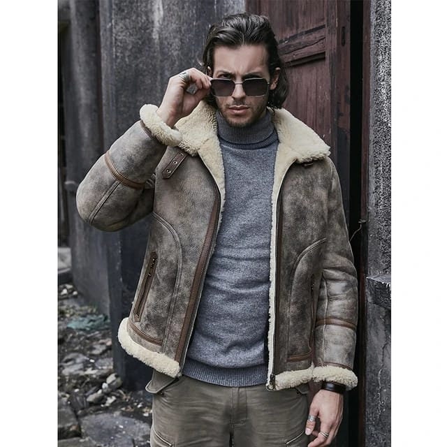 Fur Coat Men Shearling B3 Bomber Jacket Flight Aviator Pilot - Etsy