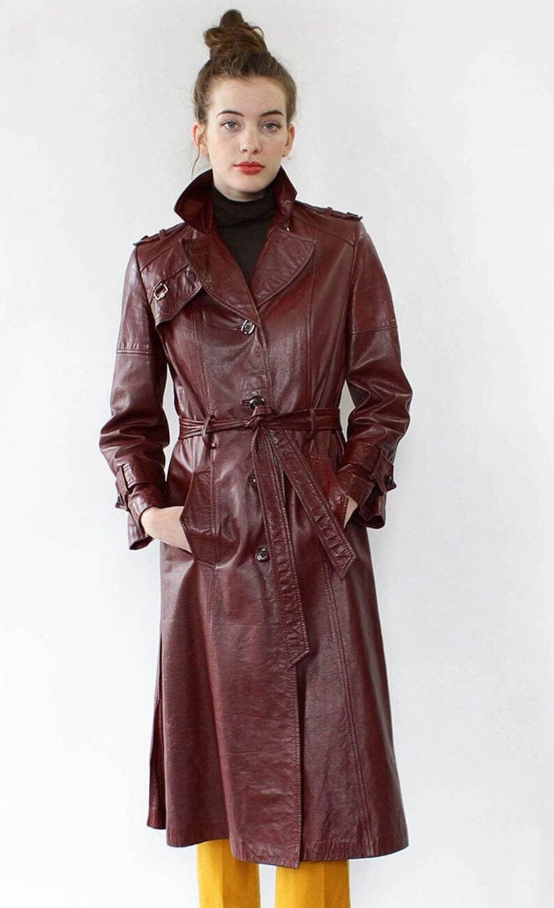 Leather Trench Coat Women Leather Long Coat Women Leather - Etsy