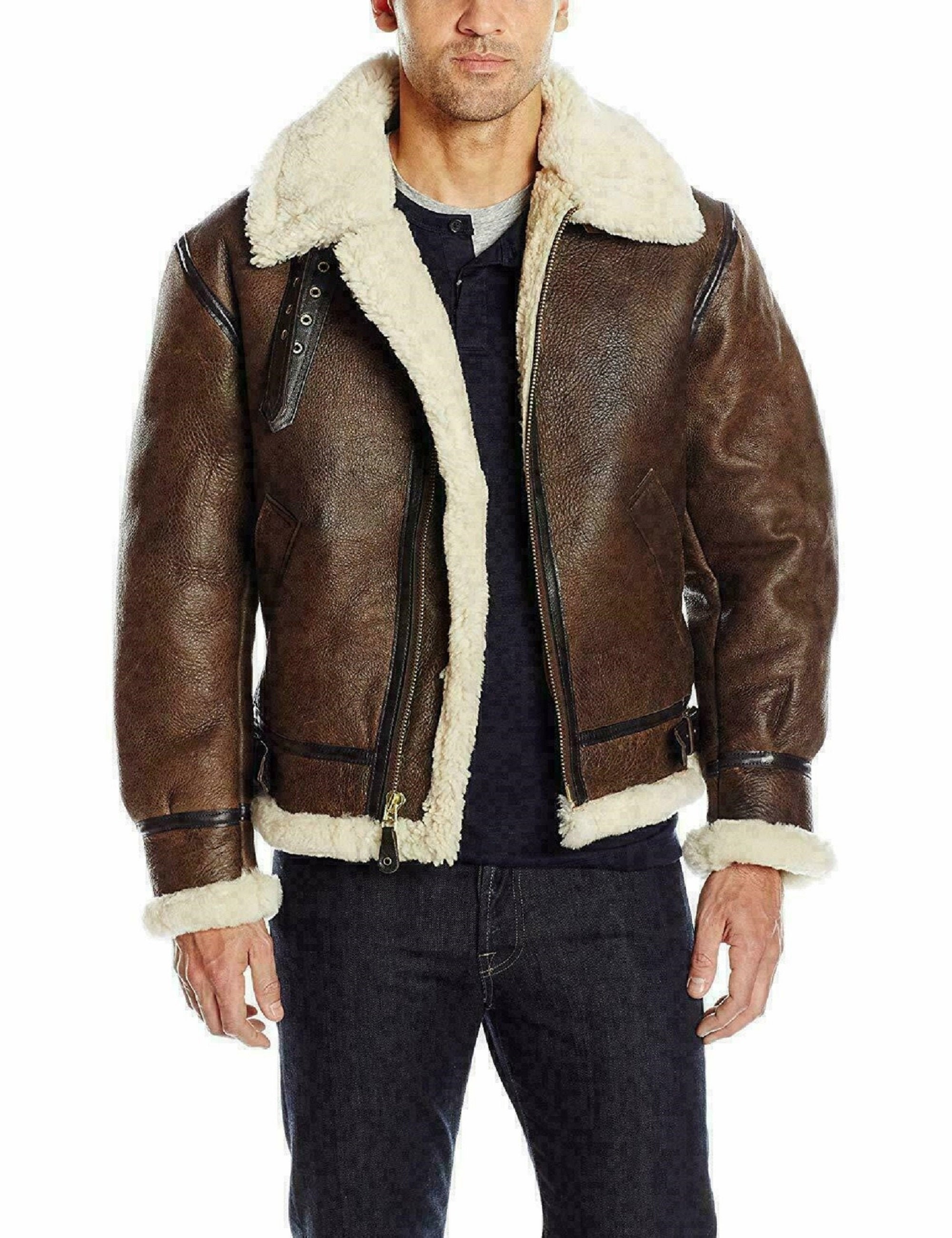 Handmade Mens B3 Vintage RAF Aviator Bomber Shearling Fur Etsy