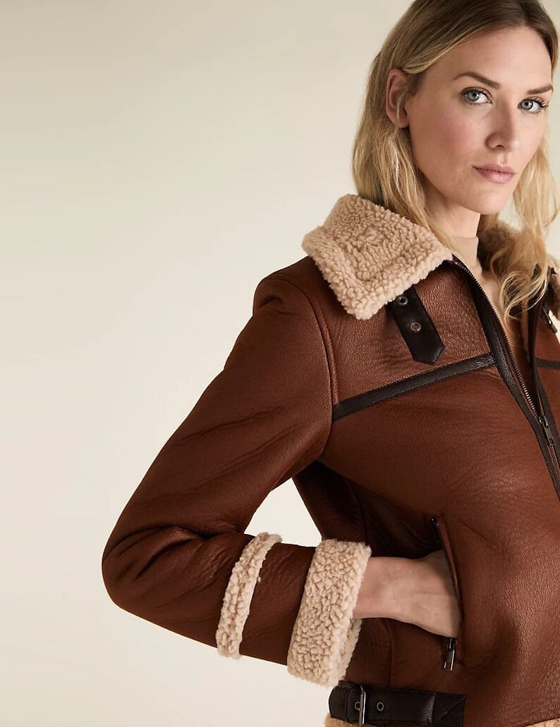Women's Shearling Coat Fur Jacket B3 Bomber Jacket RAF - Etsy