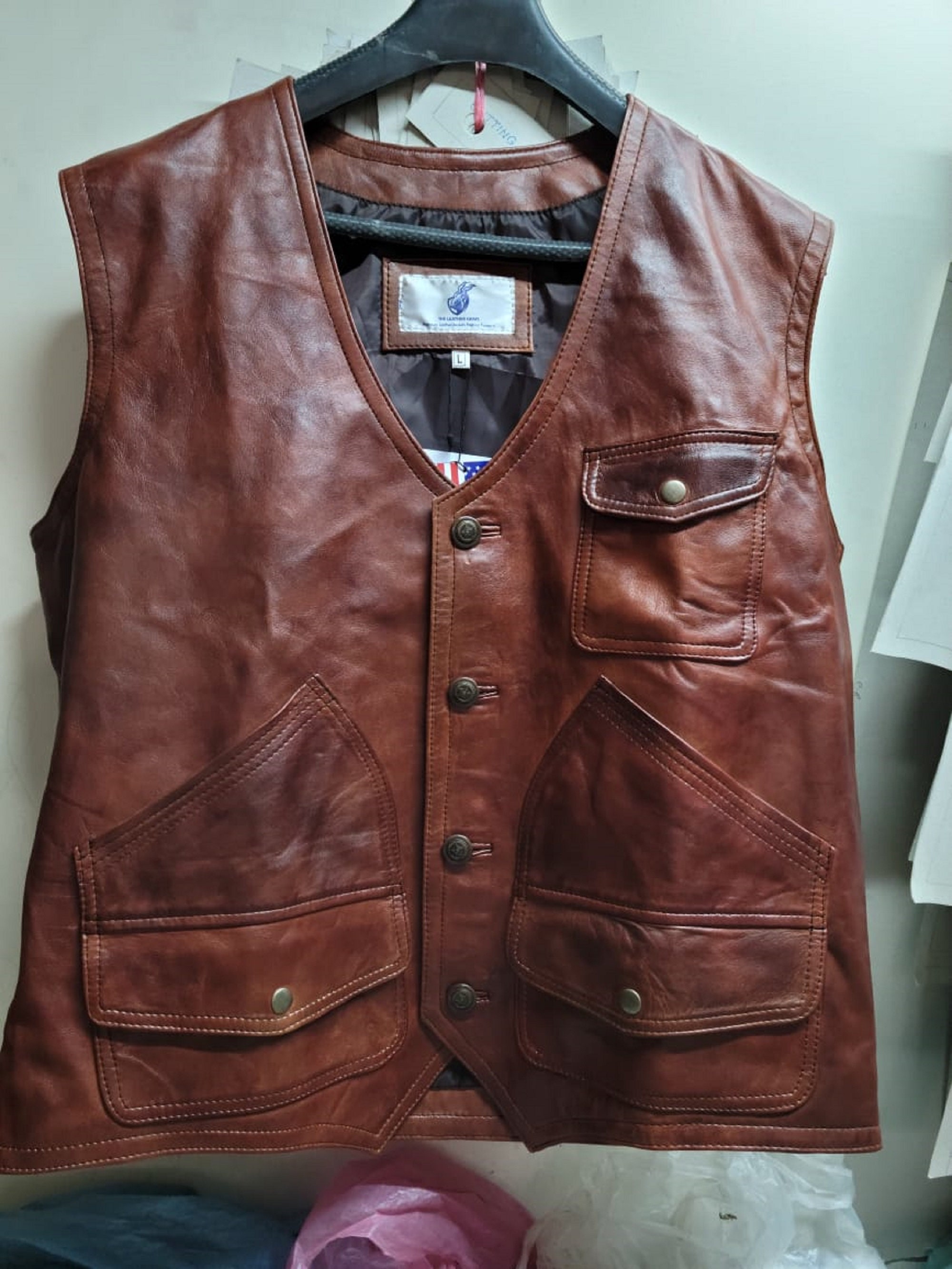 Handmade Mens Real Leather Motorcycle Vest Tan Brown Biker - Etsy