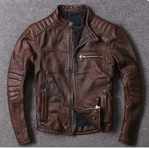 Mens Vintage Motorcycle Distressed Brown Cafe Racer Handmade Etsy