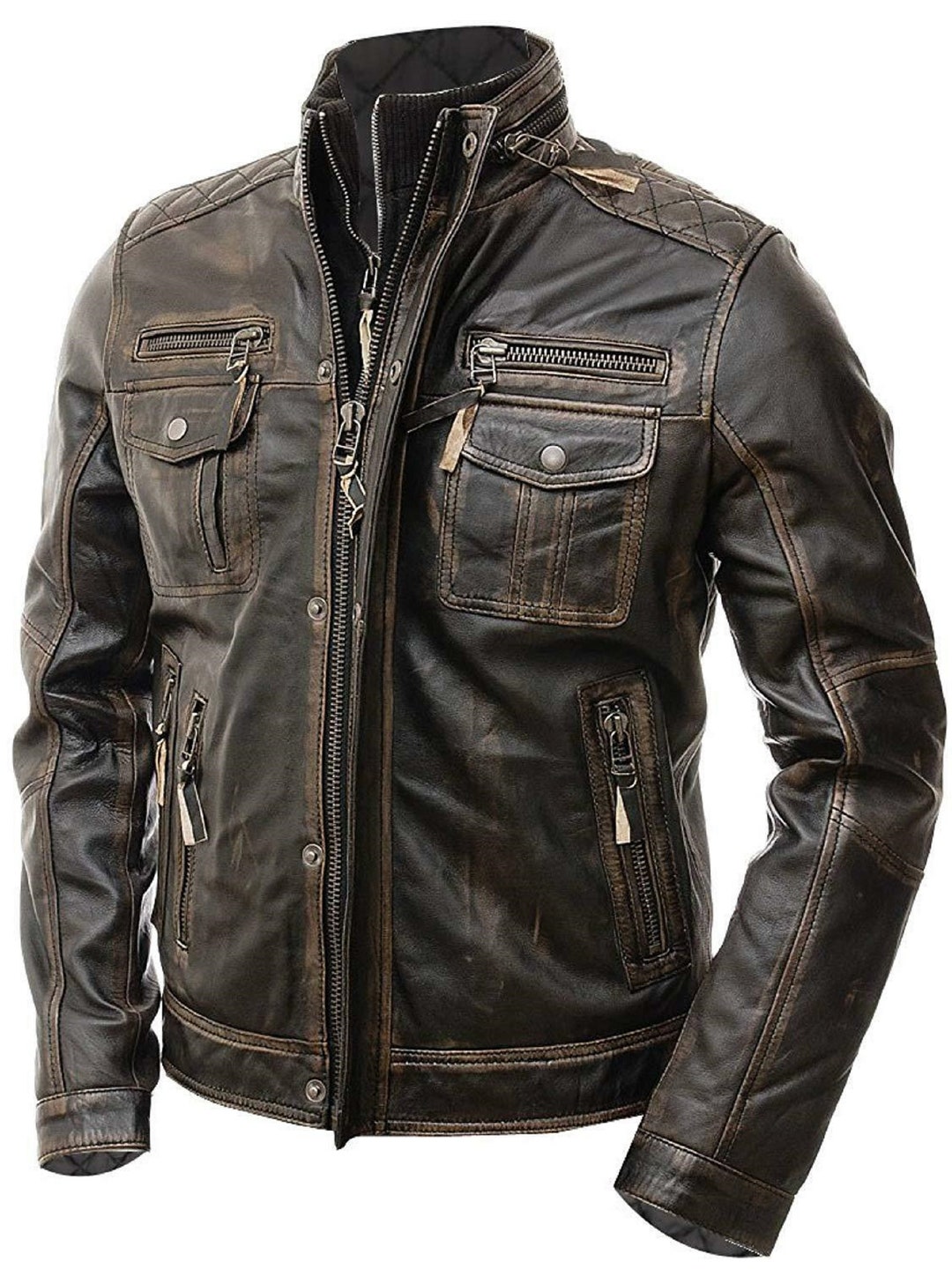 Handmade Mens Cafe Racer Leather Jacket Motorcycle Leather - Etsy