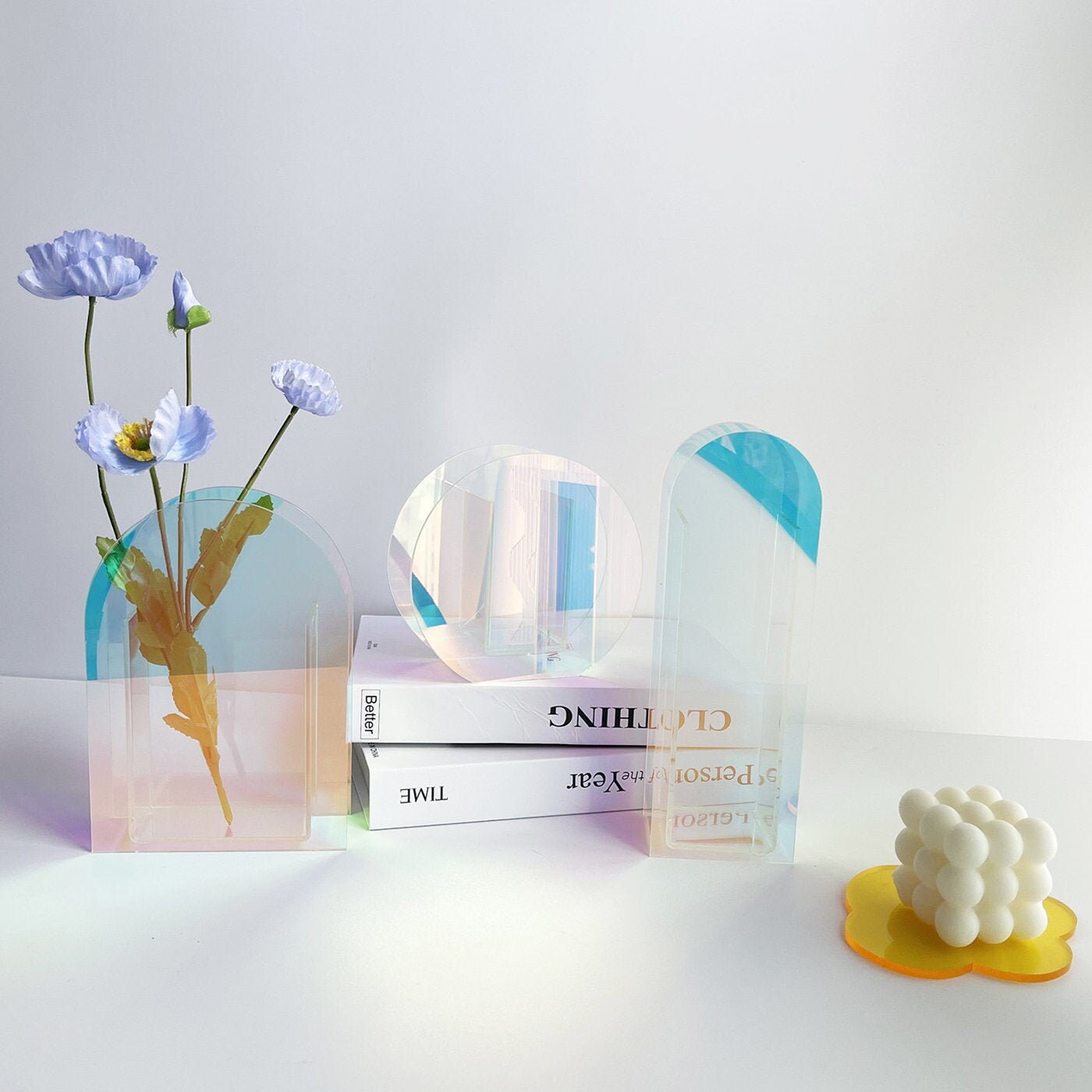 Acrylic Art Vases Acrylic Flower Vase Iridescent Vase Acrylic Etsy