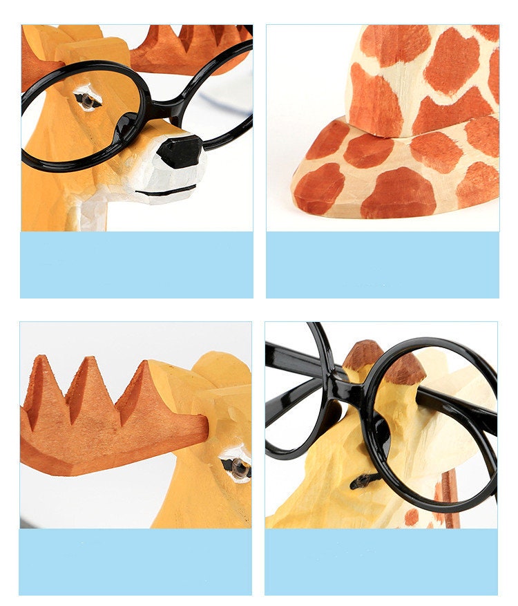 Wooden Animal Ornaments Glasses Holder Stand Hand Carved Etsy