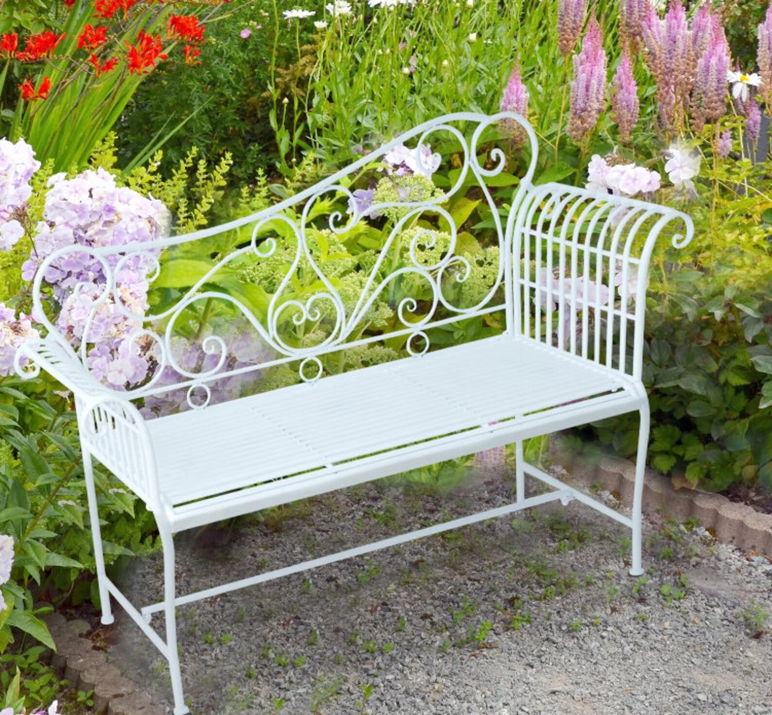 White Industrial Metal Garden Jardín Exterior Banco Picnic | Etsy