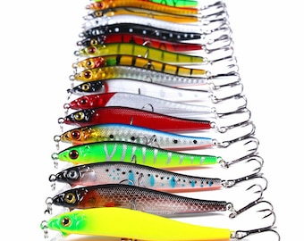 17PCS 8.5cm//6g Trolling Bait Minnow Fishing Lure Bass Crankbait Tackle Wobbler