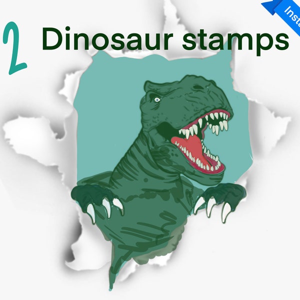 Dinosaur Procreate stamp set - free color pallet