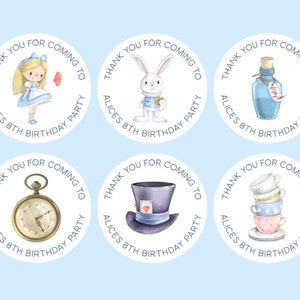 24 Glossy Alice in Wonderland Stickers  •  Alice Stickers  •  Alice Theme  •  Birthdays  •  Party Bags  • Favour Bags • Personalised