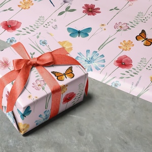 Floral Wrapping Paper, Colourful Flower Gift Wrap, Pretty Wrapping Paper,  Beautiful Gift Wrap 