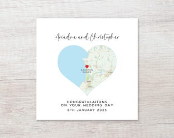Personalised Map Card: Personalized Bespoke Card for Weddings, Anniversary, Engagement, Special or Favourite Place, New Home