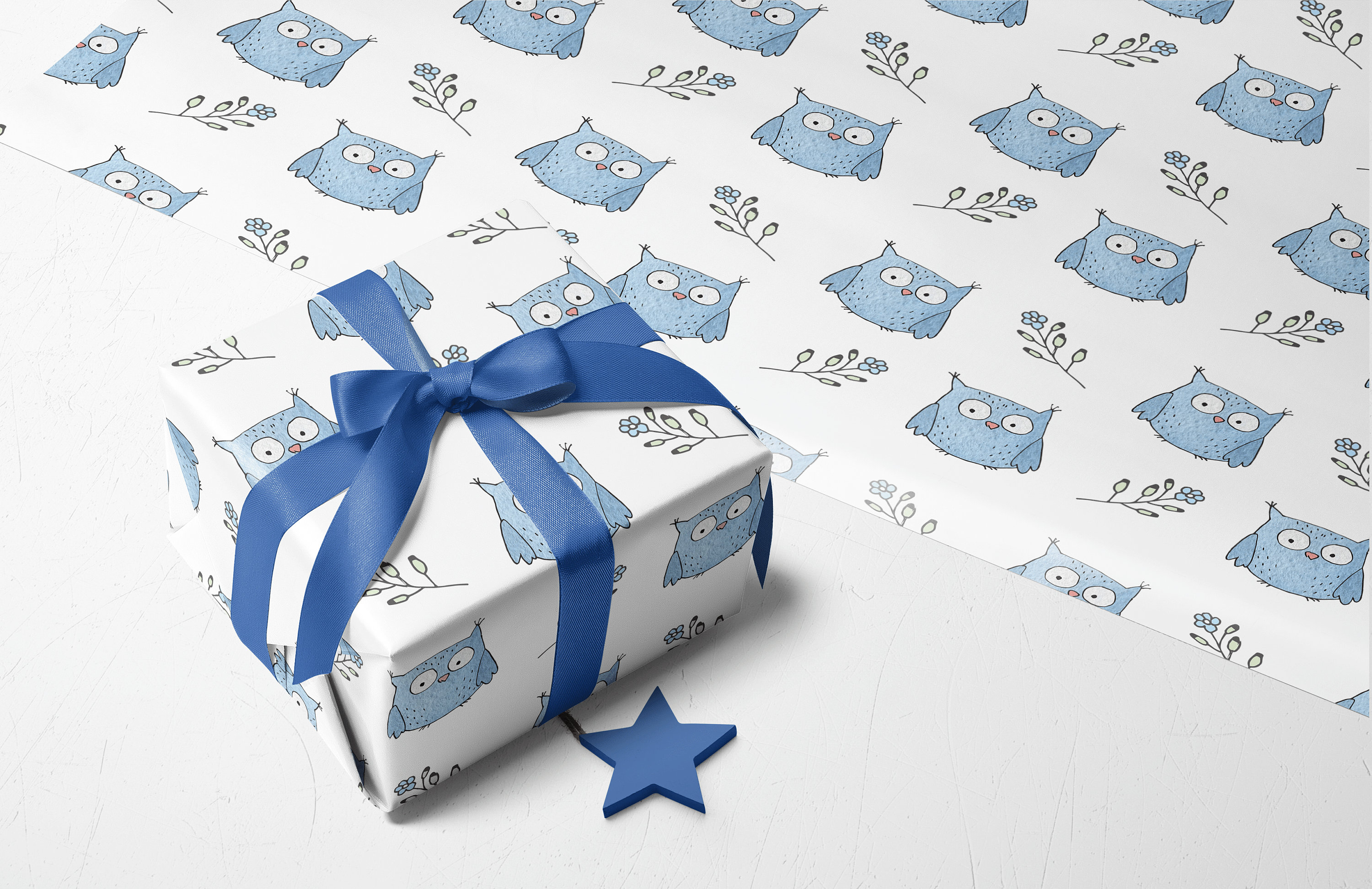 Owl Wrapping Paper  •  Kids Birthday Gift Wrap   •  Baby Gift Wrapping