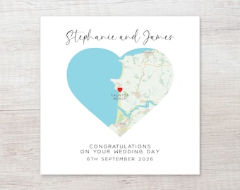 Personalised Map Card: Personalized Bespoke Card for Weddings, Anniversary, Engagement, Special or Favourite Place, New Home