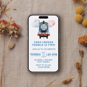 DIGITAL: Thomas the Tank Engine Birthday Party Invitation for mobile phones • Thomas themed party invite • Personalised Digital Invitation