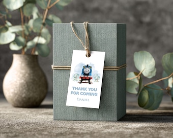 8 Designs, Thomas und seine Freunde Geschenkanhänger für Thomas die kleine Lokomotive Themenpartys • Personalisierte digitale Partygeschenkanhänger