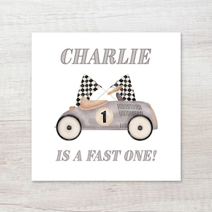Fast One Birthday Card  •  First Lap Around the Track  •  Racing Car Theme  •  1st Birthday Card  • Grand Prix Birthday •  Personalised