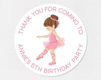 Personalised Ballerina Stickers  •  Ballerina Stickers  •  Ballet Theme  •  Birthdays  •  Party Favour Bags •
