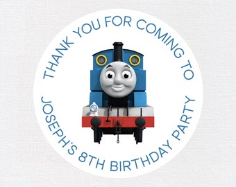 Personalised Glossy Thomas the Tank Engine Stickers  •  Train Stickers  •  Thomas Theme  •  Birthdays  • Baby Shower •  Party Bags  •