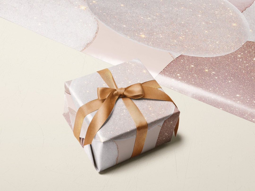 Abstract Geode-inspired Wrapping Paper • Gold Neutral Gift Wrap • for ...