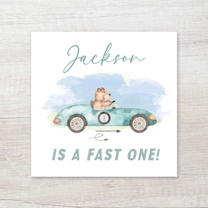 Fast One Birthday Card  •  First Lap Around the Track  •  Racing Car Theme  •  1st Birthday Card  • Grand Prix Birthday •  Personalised