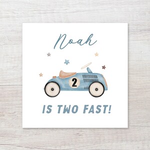 Two Fast Birthday Card • Second Lap Around the Track • Racing Car Theme, Fast One, Two Fast, Third Gear • Grand Prix Birthday • Personalised