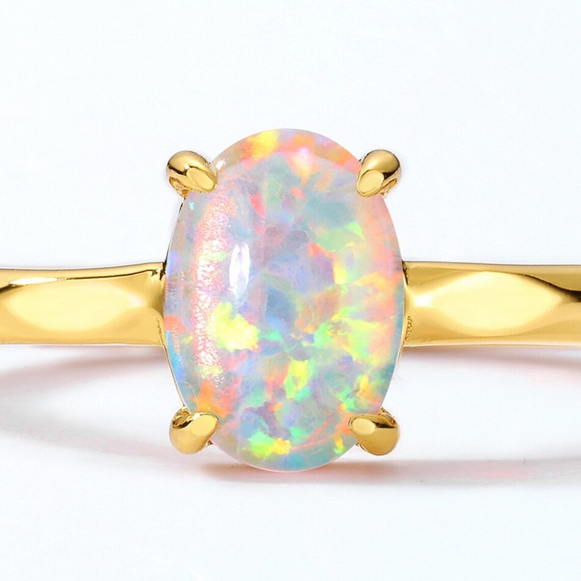 Opal engagement Promise ring Gold Plated Engagement Ring 925 Etsy