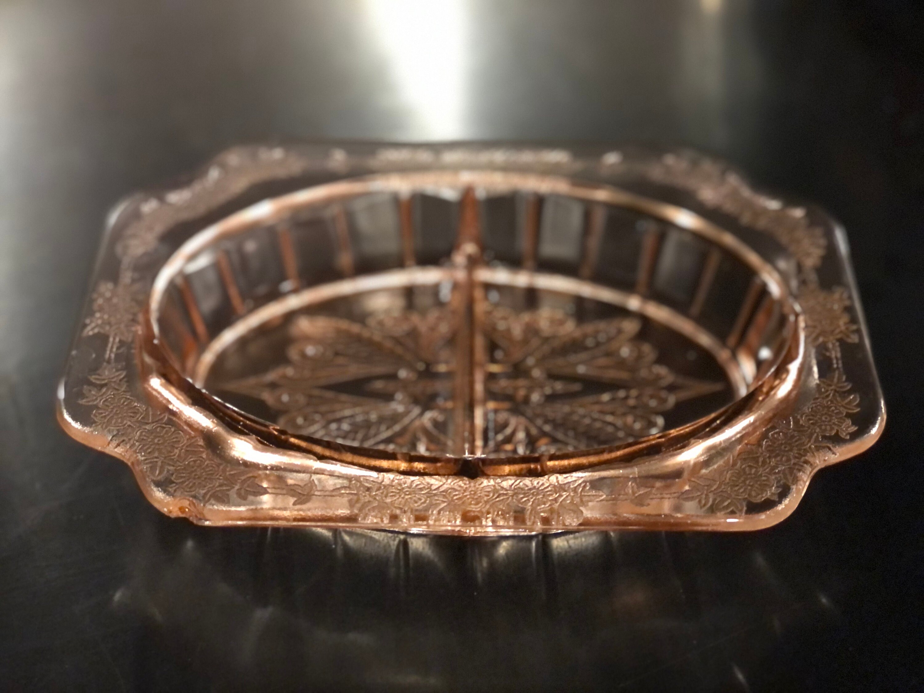 Pink Depression Glass Tray/dish Etsy