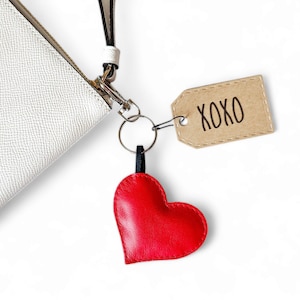 Valentines heart keychain, Leather Heart keychain, Heart bag charm, Friendship keychain, Fun keychain, Leather purse charm, Personalization