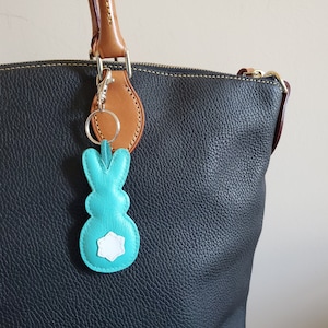 Rabbit leather keychain, Easter keychain, Handmade leather bunny keychain, Cute bag charm, Leather purse charm, Fun keychain, Bunny keychain