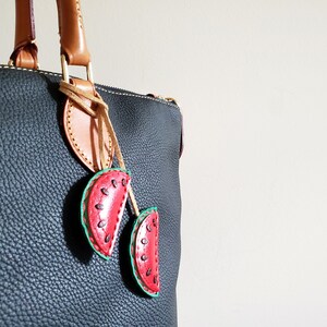 Watermelon Slice Bag Charm Fun Bag Accessory Fruit Leather - Etsy
