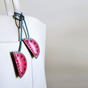 Watermelon Slice Bag Charm Fun Bag Accessory Fruit Leather Purse Charm ...