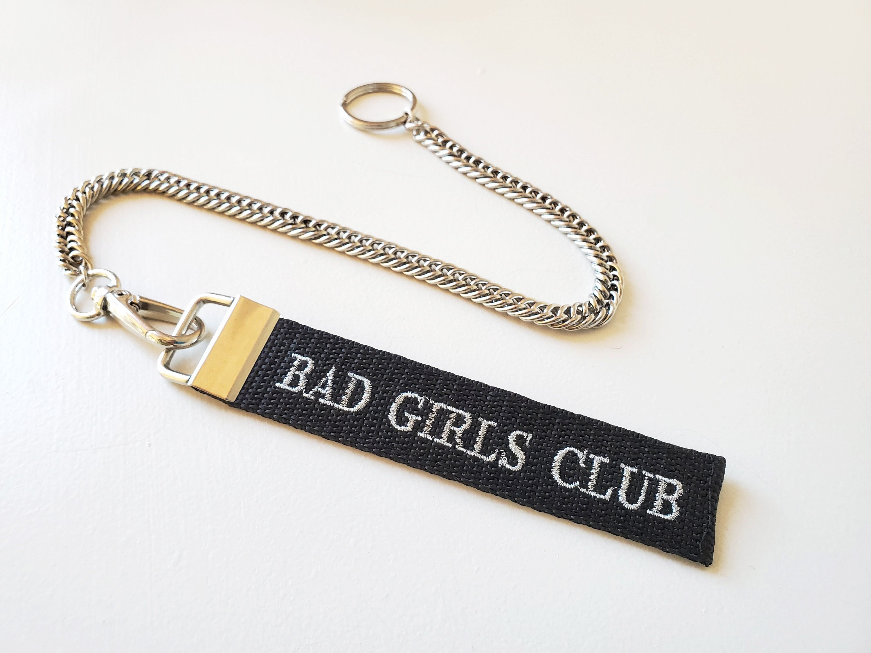 Bad girls Sassy girl Female keychain Biker girl gift Girl gang Key tag embroidered Bitches keychain Motorcycle keychain