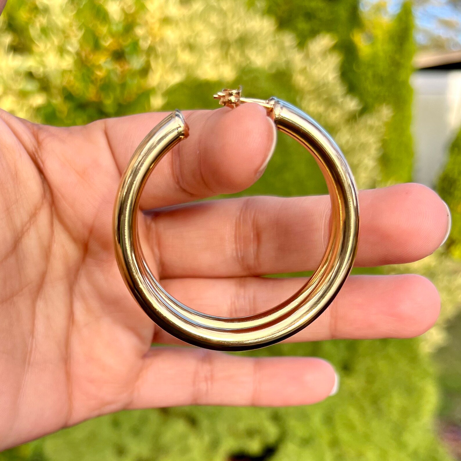 Chunky Gold Hoops 18k Gold Plated Thick Hoop Earrings Big Etsy